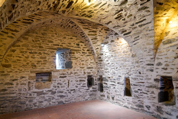 Royal castle medieval in city Collioure interior in south France