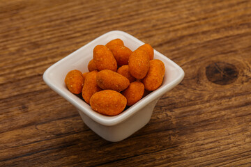 Spicy peanut heap in the bowl