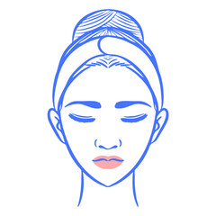doodle line art of female face vector for spa concept