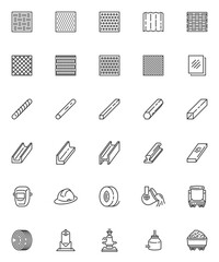 Metallurgy production line icons set