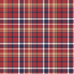 Plaid seamless pattern. Vector background of textile ornament. Flat fabric design.