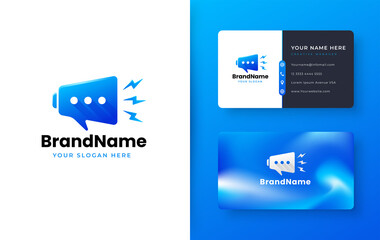 megaphone chat logo with gradient business card