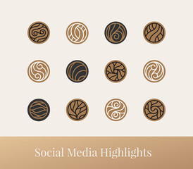 set of abstract line icon highlight for social media