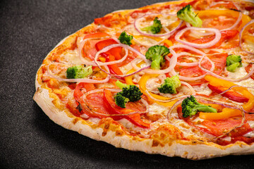 Vegetarian pizza with vegetables and cheese