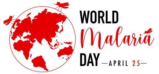 Obraz premium World Malaria Day logo or banner with mosquito on the earth sign