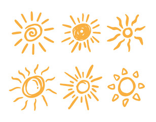Yellow doodle Sun Icons