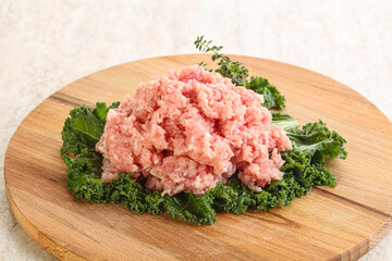 Raw pork minced meat for cooking
