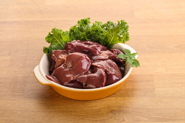 Raw chicken liver in the bowl