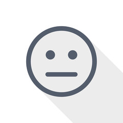 Neutral, confused, depression emoticon flat design vector illustration