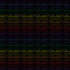 Fototapeta premium Vector seamless pattern, People holding hand in hand and raise up on the black background, the concept for LGBTQ, line art people with color of LGBTQ, purple, blue, green, yellow, orange and red.