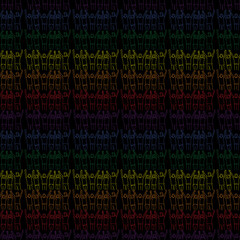 Vector seamless pattern, People holding hand in hand and raise up on the black background, the concept for LGBTQ, line art people with color of LGBTQ, purple, blue, green, yellow, orange and red.