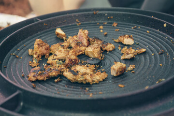 view from above on grilled turkey meat