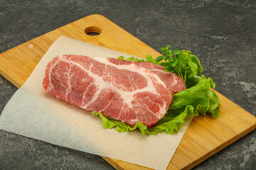 Raw pork meat neck steack