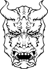 鬼の面のラインアート