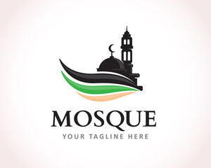 Naklejka premium abstract mosque art islamic logo symbol design illustration