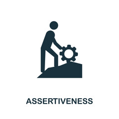 Assertiveness icon. Monochrome simple element from soft skill collection. Creative Assertiveness icon for web design, templates, infographics and more - obrazy, fototapety, plakaty