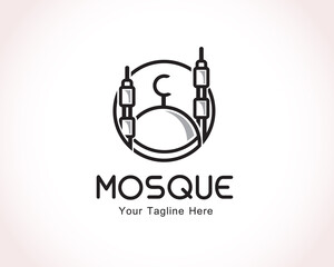 circle line art dome mosque logo symbol design illustration © syafart