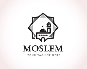 star square islamic ornament mosque logo symbol design illustration