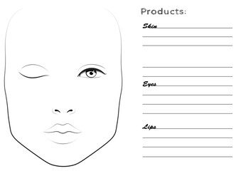 Face chart for make up artists