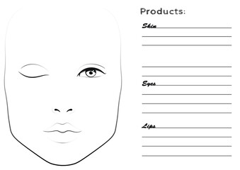 Face chart for make up artists