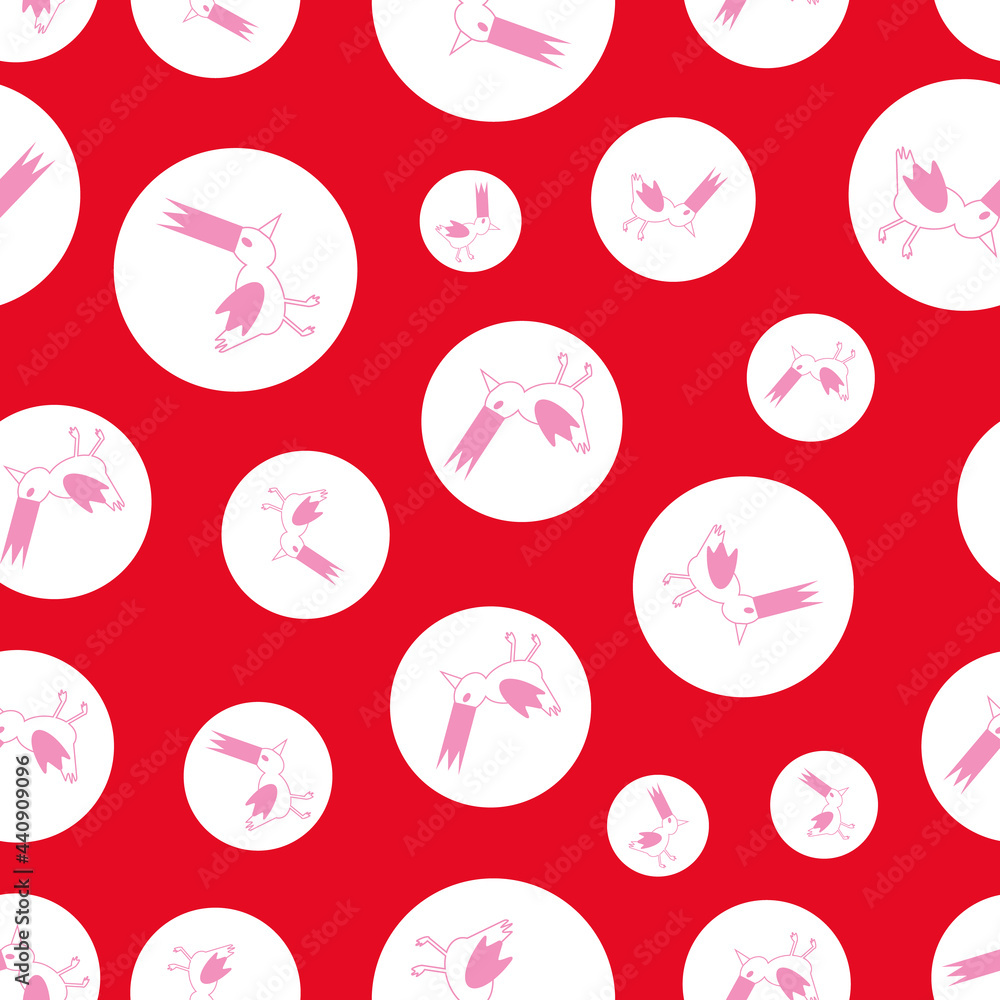 Poster birds in dot vector seamless repeat pattern print background