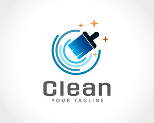 circle brush cleaning logo icon symbol design illustration