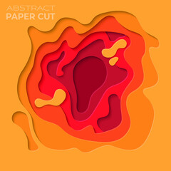 3D abstract background with paper-cut shapes. Vector design layout for business presentations, flyers, posters and invitations. Colorful carving art - red, orange and yellow