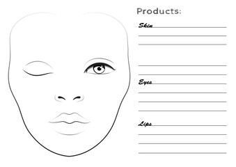 Face chart for make up artists