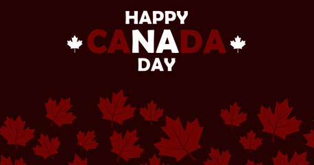 Fototapeta na wymiar Background with maple leaves and text inscription Happy Canada Day. july 1st