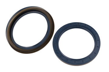 truck engine oil seals, isolated on a white background. view from one side and the other