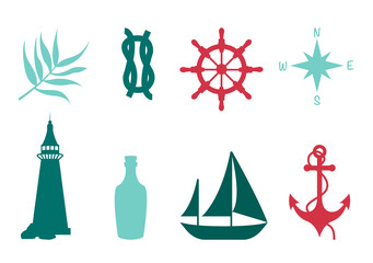 Marine nautical set icon. Sea, ocean, vacation topic 