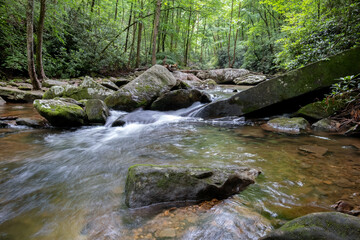 Shoals on the Jacob Fork River, High Shoals Falls Trail, South Mountains State Park, North Carolina