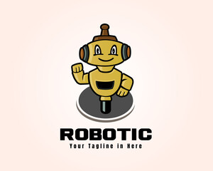 modern robot assistant logo design template illustration