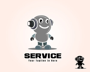 Simple minimalist modern robot art logo template