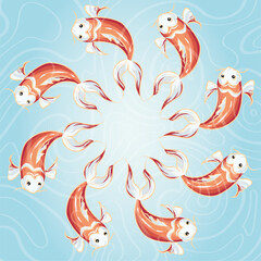 Vektordatei / Fische / Illustrator / Grafik / Koi Karpfen / Wasser / Teich