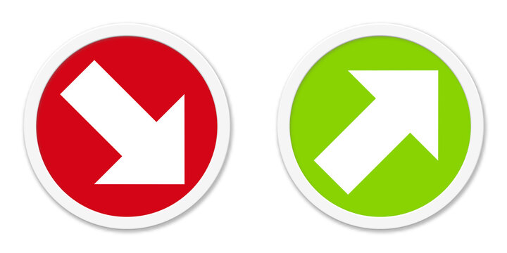 Buttons gr&uuml;n und rot mit Pfeil zeigen nach oben und unten