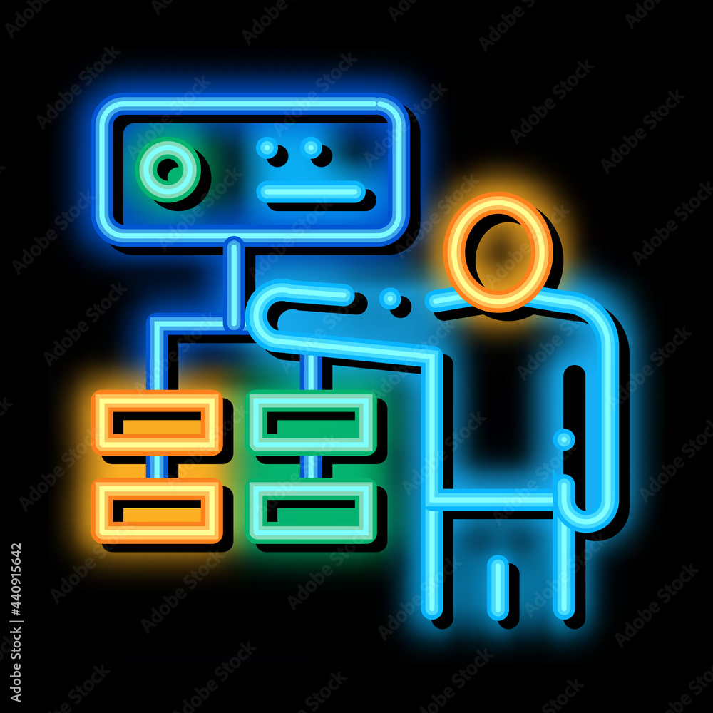 Poster gradual algorithm neon light sign vector. glowing bright icon gradual algorithm sign. transparent sy