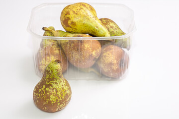 Conference pears on their plastic package