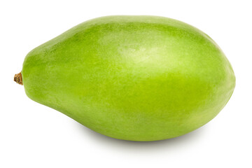 one ripe papaya fruit isolated on white background. exotic fruit. clipping path