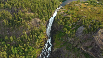 Bird's eye view of waterfall