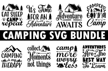 camping design SVG Bundle Cut Files for Cutting Machines like Cricut and Silhouette - obrazy, fototapety, plakaty