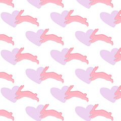 Fototapeta na wymiar pink pattern with bunnies, suitable for backgrounds, textiles, children's products