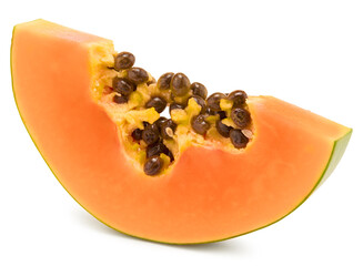 sliced ripe papaya fruit isolated on white background. exotic fruit. clipping path