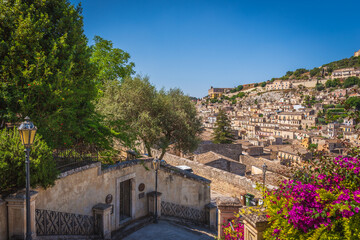 Fototapeta na wymiar Panorama of Modica, Ragusa, Sicily, Italy, Europe, World Heritage Site