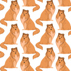 Seamless trendy pattern with collie dog.