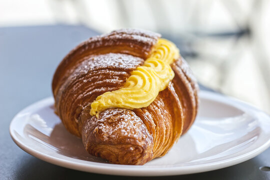 Croissant with Chantilly cream