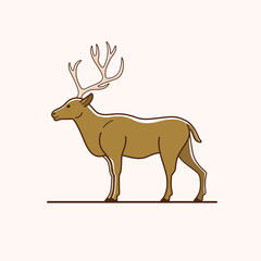 llustration of northern reindeer. Simple contour vector illustration for emblem, badge, insignia.