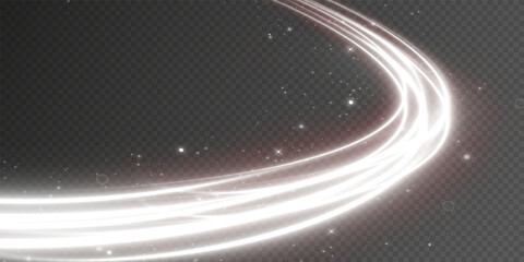 Obraz premium Luminous white lines of speed. Light glowing effect. Abstract motion lines. Light trail wave, fire path trace line, car lights, optic fiber and incandescence curve twirl