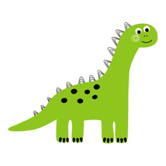 Fototapeta premium Cute cartoon dinosaur isolated on white background. Vector illustration.