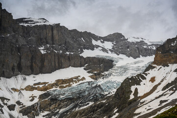 Obraz premium view from Fridolinshütte SAC towards Biferten glacier in Glarus Alps